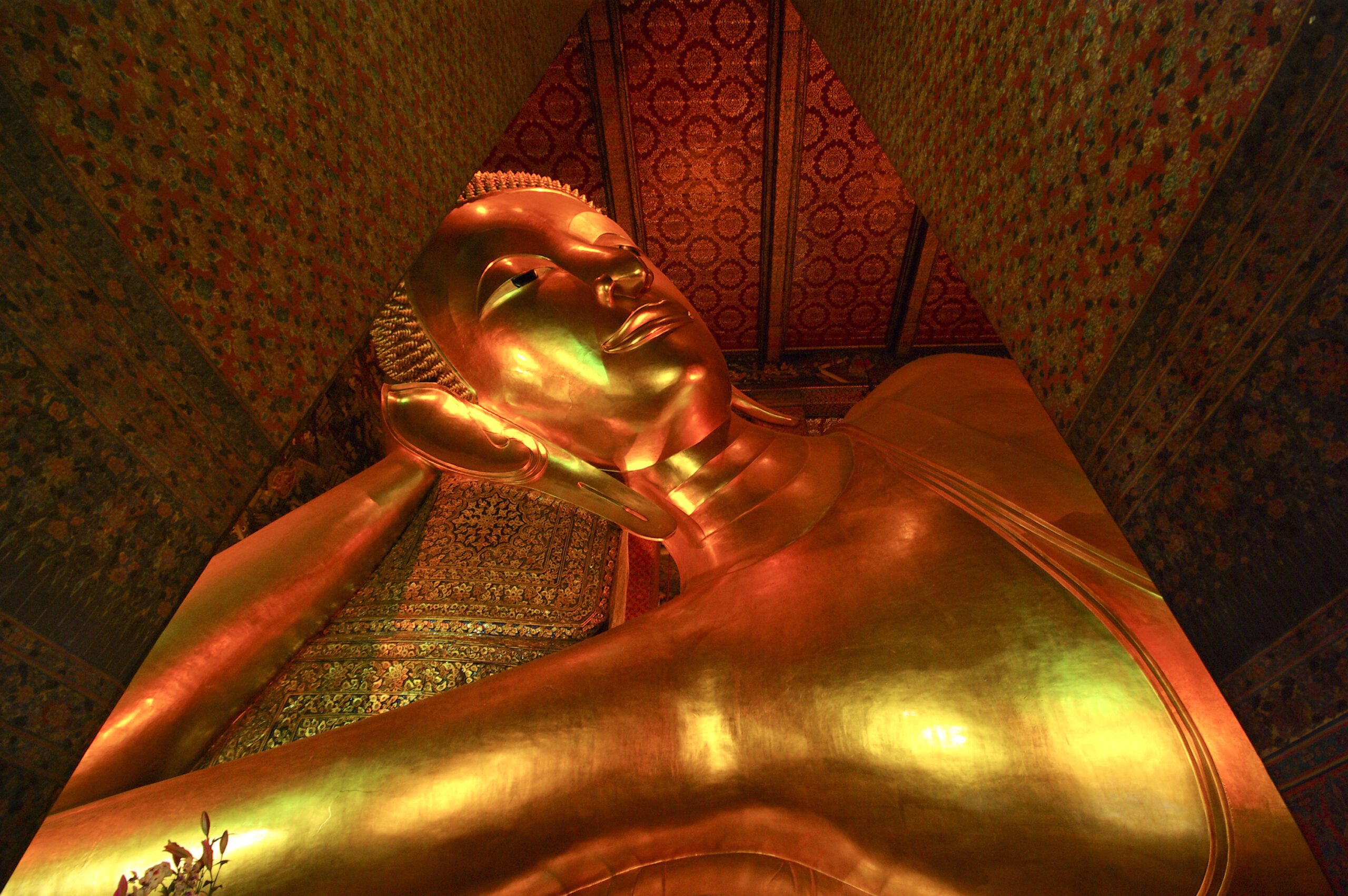 Reclining Buddha statue in Thailand Buddha Temple Wat Pho , Asian style Buddha Art